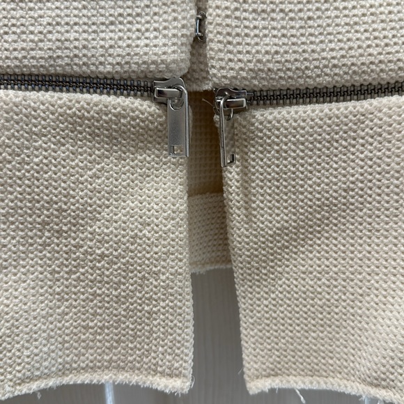 Zara jacket removable Woven Knit Peplum hem cream tweed blazer size Medium - Picture 6 of 10